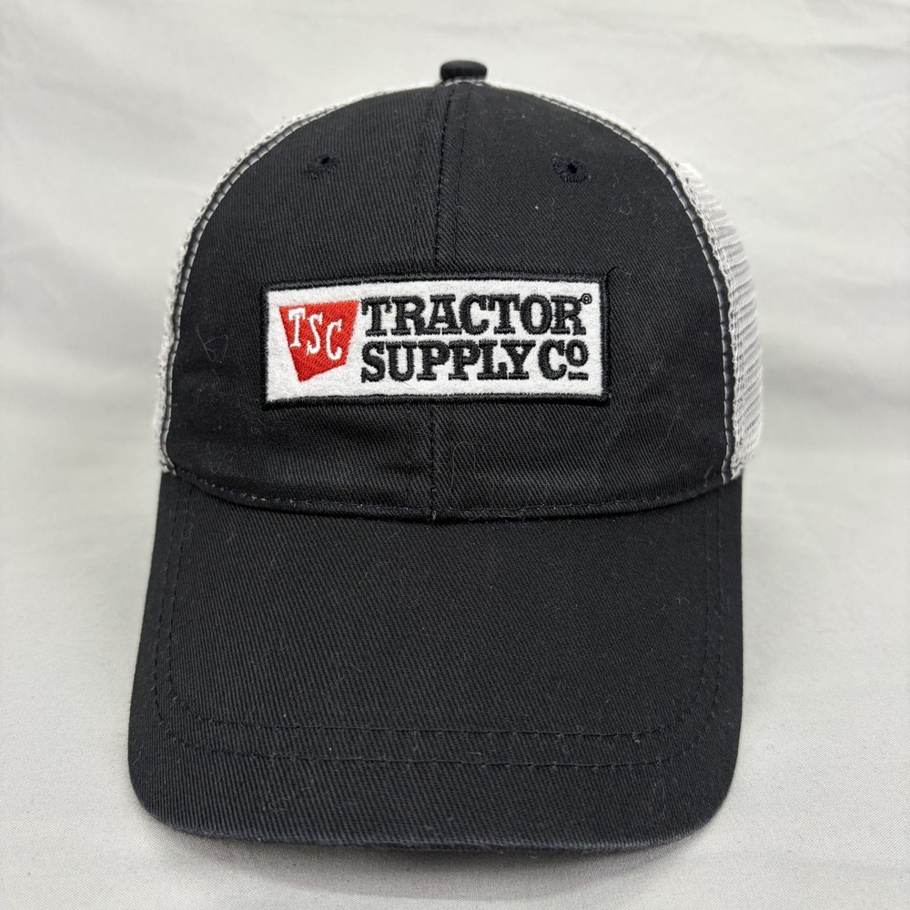 Tractor Supply Co Trucker Hat Mens OSFA Black White Mesh Logo Cap